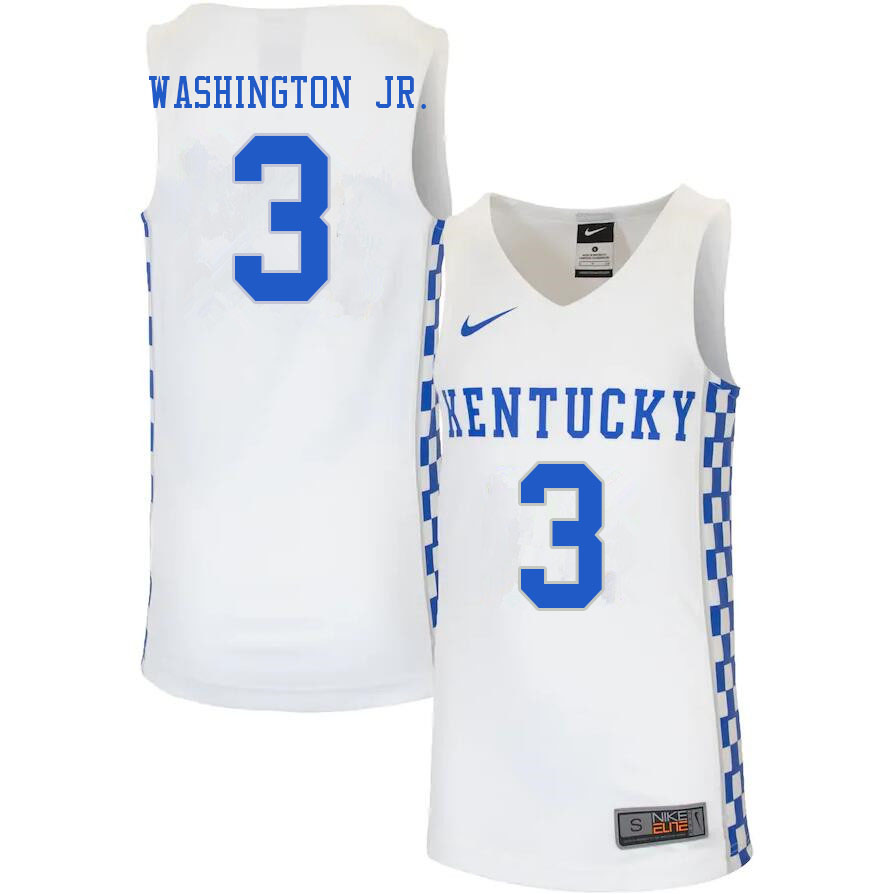 Men #3 TyTy Washington Jr. Kentucky Wildcats College Basketball Jerseys Sale-White - Click Image to Close